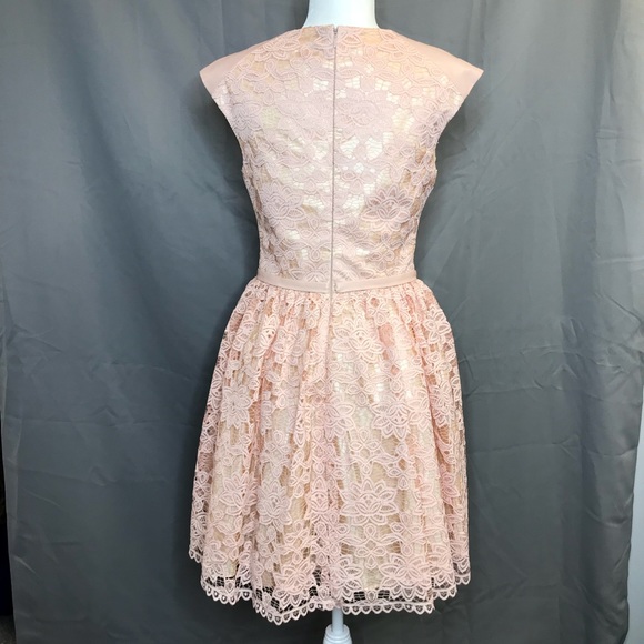 ⭐️Jovani JA99096 Blush Lace and Faux Leather Dress - Picture 5 of 6